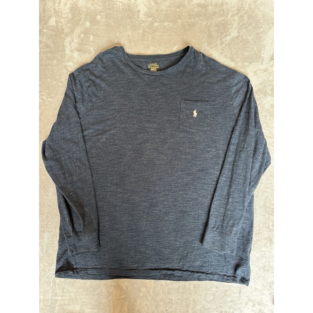 Polo Ralph Lauren Men’s Long Sleeve Crewneck Tshirt Blue Heather Size XXL